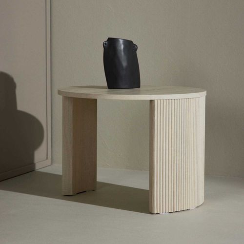 Table Basse Ronde Ø60 Cm Bristol Bois Blanchi