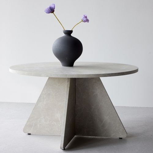 Table Basse Effet Marbre "bootcut" 80cm Beige