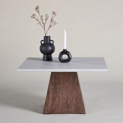 Table Basse Effet Marbre "cael" 80cm Gris et Marron