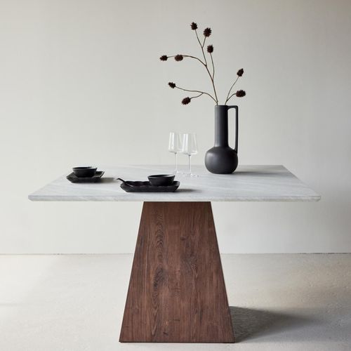 Table De Repas Effet Pierre "cael" 120cm Gris et Moka