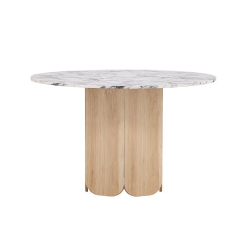 Table à Manger Ronde Effet Calacatta "tekla" 120cm Gris et Naturel