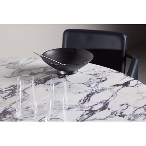 Table à Manger Ronde Effet Calacatta "tekla" 120cm Gris et Naturel