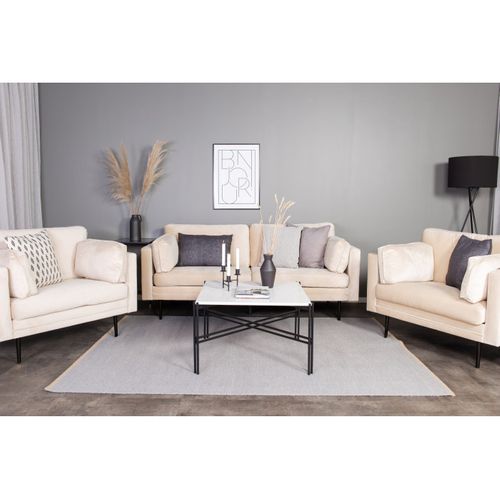 Canapé 3 Places En Velours "boom" 203cm Beige et Noir