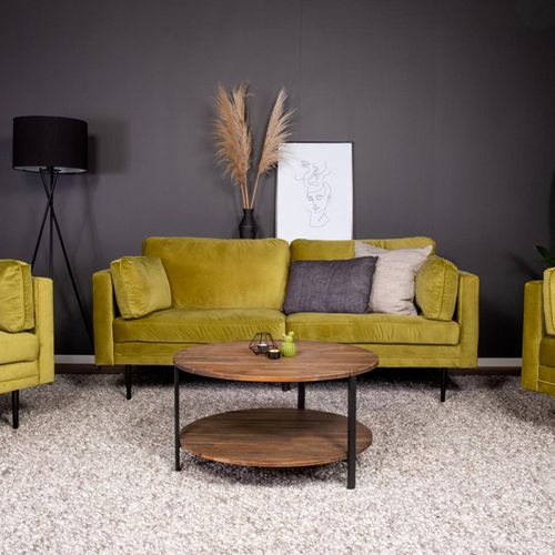 Canapé 3 Places En Velours "boom" 203cm Vert et Noir