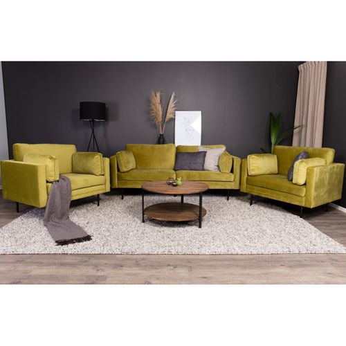 Canapé 3 Places En Velours "boom" 203cm Vert et Noir