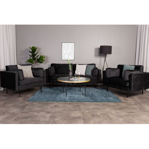 Canapé 3 Places En Velours "boom" 203cm Noir