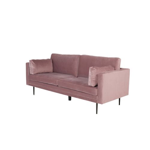 Canapé 3 Places En Velours "boom" 203cm Rose et Noir