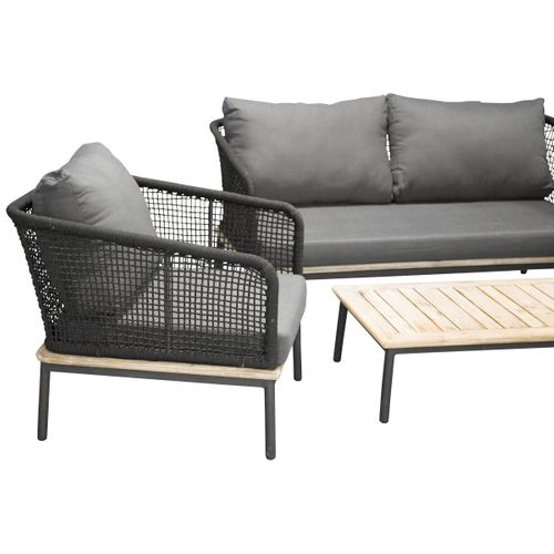 Salon De Jardin En Bois "andorra" 148cm Noir