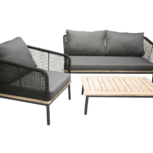 Salon De Jardin En Bois "andorra" 148cm Noir