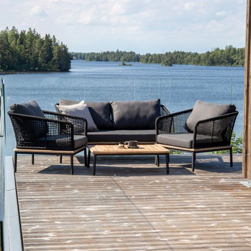 Salon De Jardin En Bois "andorra" 148cm Noir