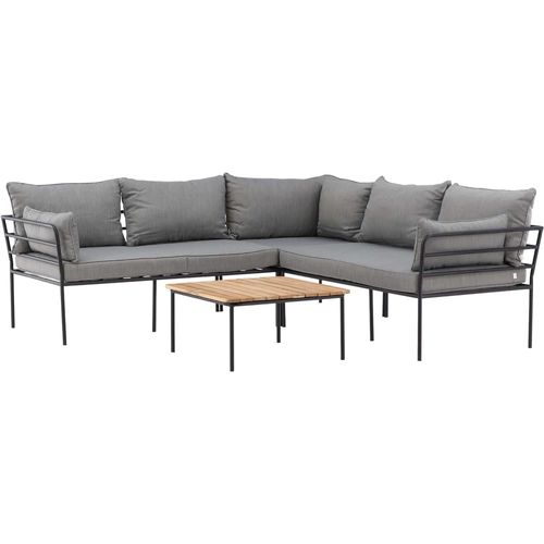 Canapé D'angle Et Table Basse De Jardin En Acier Et Acacia Penh