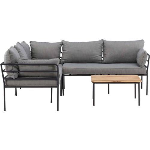 Canapé D'angle Et Table Basse De Jardin En Acier Et Acacia Penh