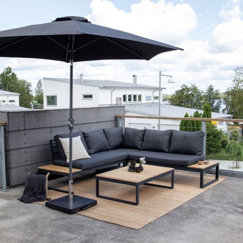 Salon D'angle De Jardin "panama" 225cm Noir