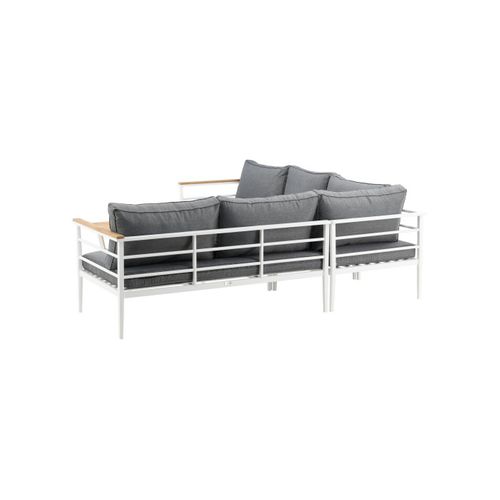 Ensemble D'extérieur Canapé D'angle Et Table Basse En Alu Et Teck Mexico