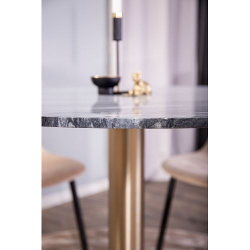 Table à Manger En Marbre "estelle" 106cm Gris Foncé et Or