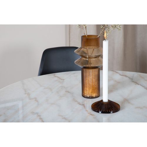 Table à Manger En Marbre "estelle" 106cm Blanc et Noir