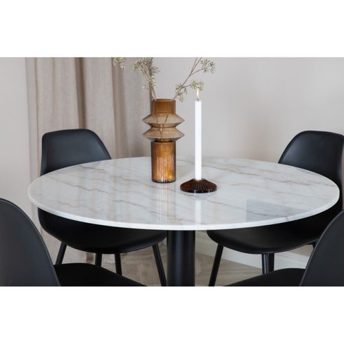 Table à Manger En Marbre "estelle" 106cm Blanc et Noir