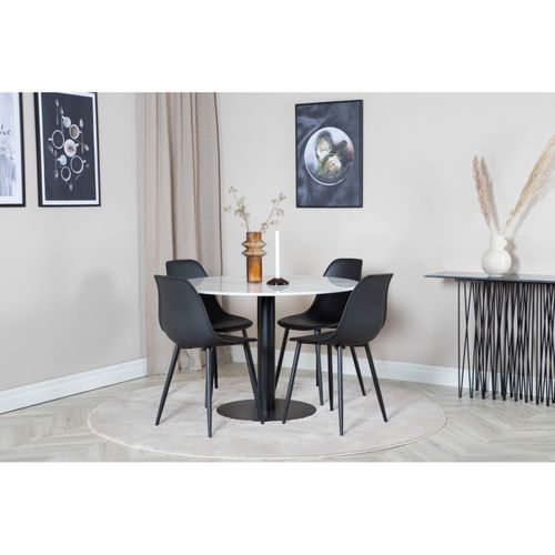 Table à Manger En Marbre "estelle" 106cm Blanc et Noir