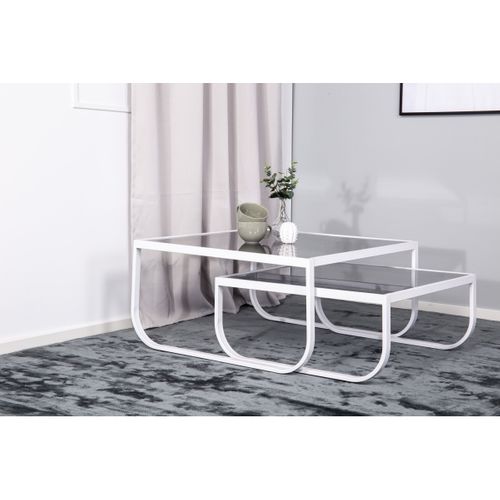 Lot De 2 Tables Basses En Verre "rocker" 80cm Blanc