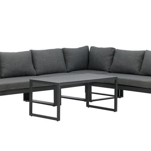 Salon D'angle De Jardin En Métal "texas" 268cm Noir