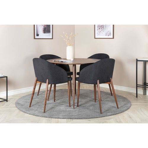Table Ronde En Mdf Et Acier Plaza 100 Cm Noyer