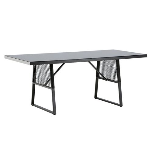 Table De Jardin En Verre "dallas" 193cm Noir