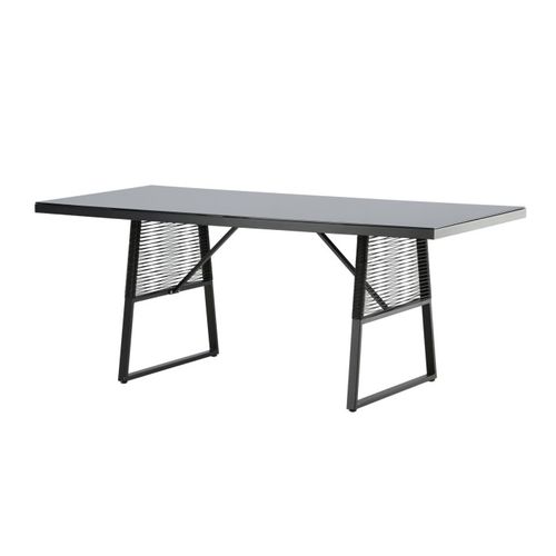 Table De Jardin En Verre "dallas" 193cm Noir