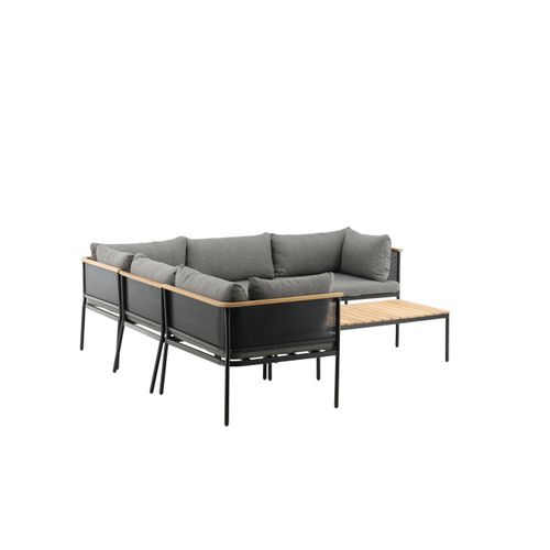 Salon D'angle De Jardin "nettan" 226cm Noir