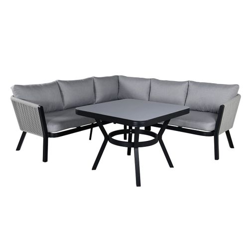 Salon D'angle De Jardin "virya" 206cm Noir et Gris