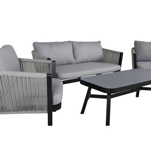 Salon De Jardin "virya" 150cm Noir et Gris