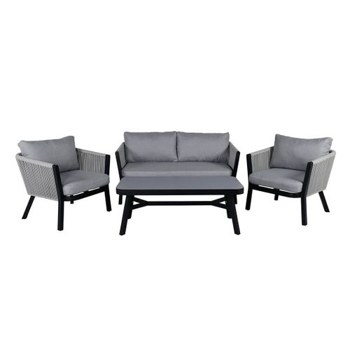 Salon De Jardin "virya" 150cm Noir et Gris