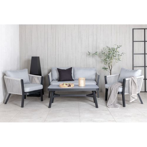 Salon De Jardin "virya" 150cm Noir et Gris