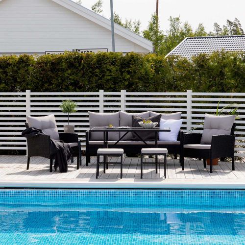 Ensemble Canapé, Fauteuil Et Table Basse En Résine Tressée Knock