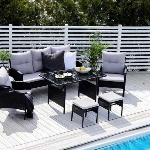 Ensemble Canapé, Fauteuil Et Table Basse En Résine Tressée Knock