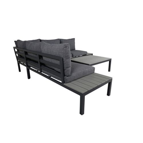 Salon D'angle De Jardin "odense" 167cm Noir et Gris