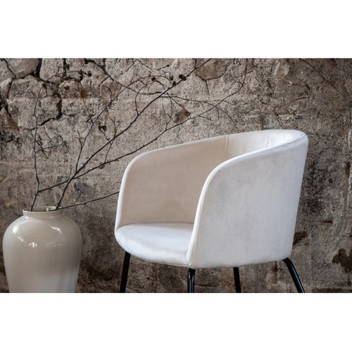 Chaise En Velours "berit" 78cm Beige