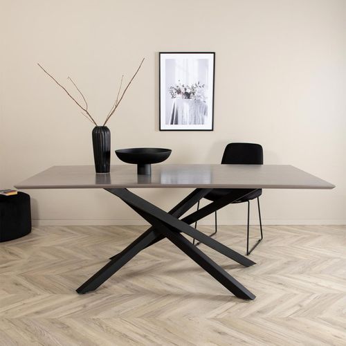 Table De Repas 90 X 180 Cm Piazza Gris, Noir