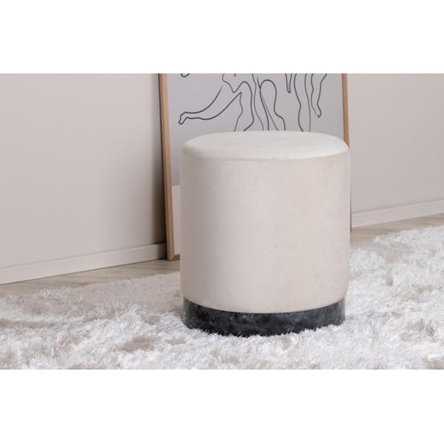 Pouf En Velours "benji" 42cm Beige