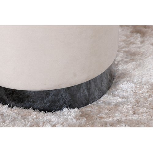 Pouf En Velours "benji" 42cm Beige