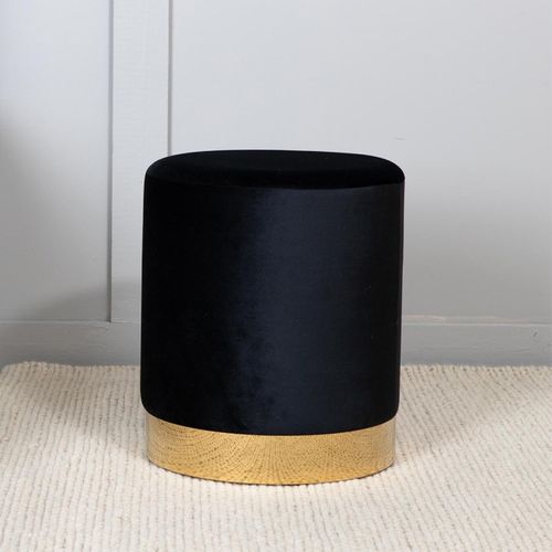 Pouf En Velours "benji" 42cm Noir