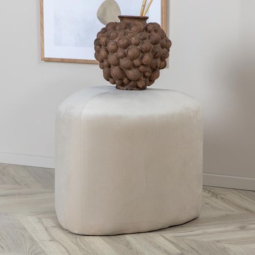 Pouf En Velours "peg" 46cm Beige