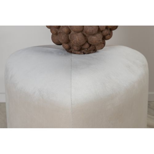 Pouf En Velours "peg" 46cm Beige