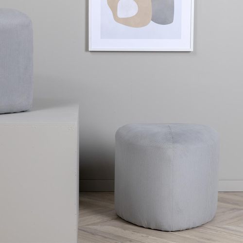 Pouf En Velours Côtelé "peg" 46cm Gris