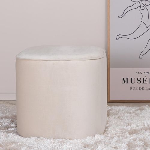 Pouf En Velours "piff" 44cm Beige