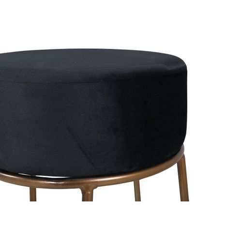 Pouf Design En Velours "petra" 46cm Noir et Cuivre