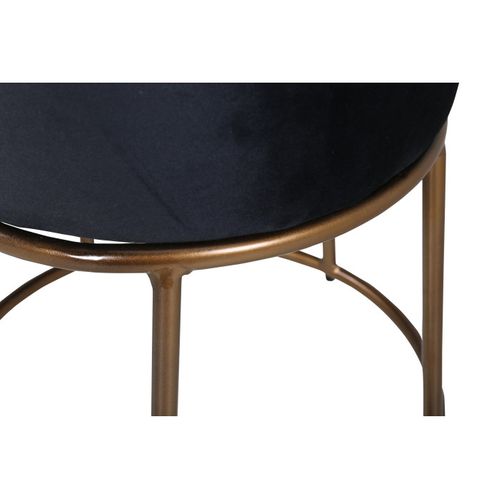 Pouf Design En Velours "petra" 46cm Noir et Cuivre