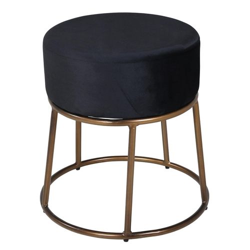 Pouf Design En Velours "petra" 46cm Noir et Cuivre