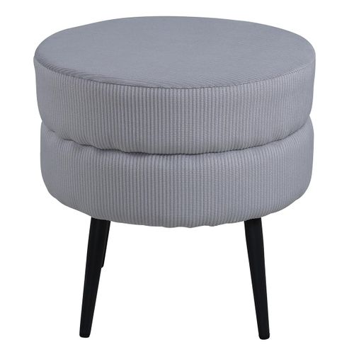 Pouf Design En Velours Côtelé "pot" 40cm Gris