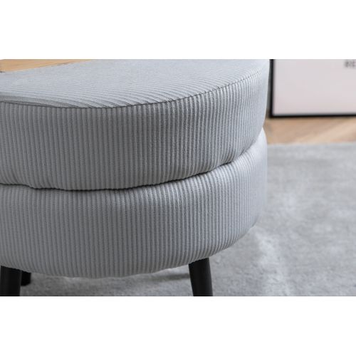 Pouf Design En Velours Côtelé "pot" 40cm Gris