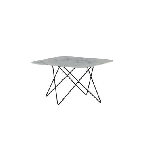 Table Basse En Verre Marbré "tristar" 80cm Blanc